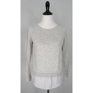 ANN TAYLOR LOFT Gray Knit Layered White Blouse Sweater Top Shirt Size XS